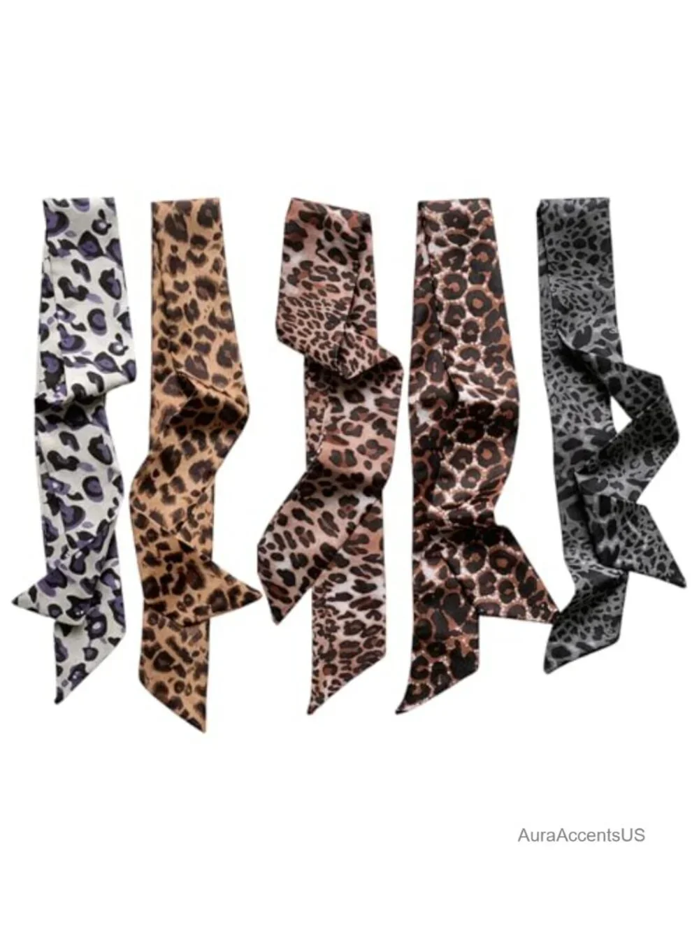 5 Pack Silk Ribbon Scarf for Handbags, Fashion Scarf & Hair Accessory